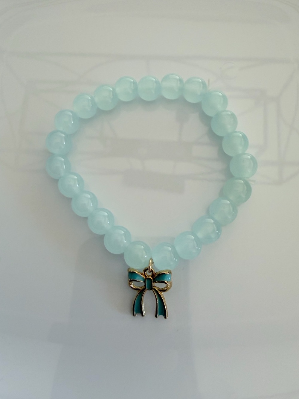 Bow Charm Beaded Stretch Bracelet Coquette Girl Bow Jewelry